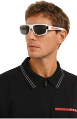 Мужские солнцезащитные очки PRADA белого цвета, арт. SPS03W-ETWK-FE06F-066 | Фото 2 (Кросс-КТ: С/з-мужское; Тип очков: С/з; Оптика Гендер: оптика-мужское)