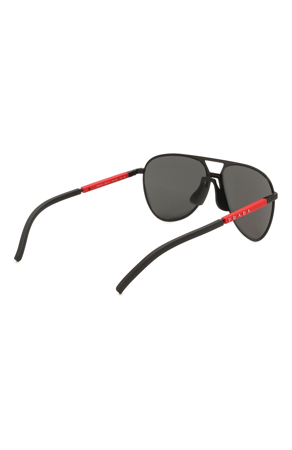 Мужские солнцезащитные очки PRADA черного цвета, арт. SPS51X-E1BO-FE06L-059 | Фото 4 (Кросс-КТ: С/з-мужское; Тип очков: С/з; Очки форма: Авиаторы; Оптика Гендер: оптика-мужское)