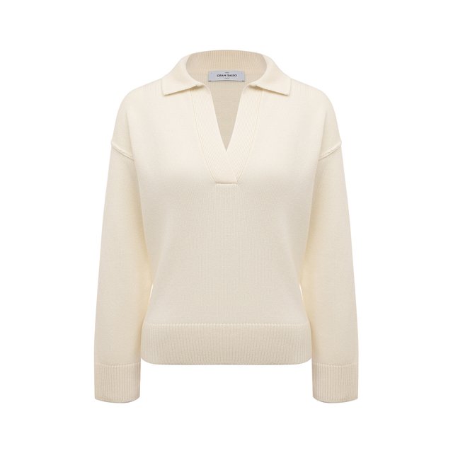 Кашемировый пуловер-поло Gran Sasso 13271/12822, цвет белый, размер 46