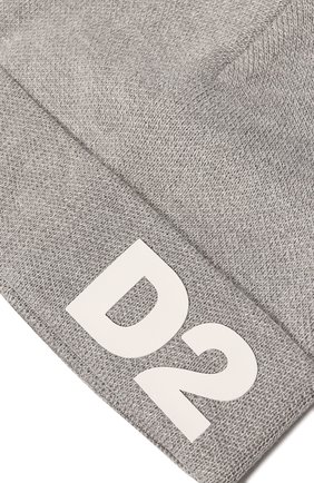 Детского шерстяная шапка DSQUARED2 серого цвета по цене 7970 руб., арт. DQ1284-D003K | Фото 3 Детского шерстяная шапка DSQUARED2 серого цвета, арт. DQ1284-D003K | Фото 3 (Материал: Текстиль, Шерсть, Синтетический материал)
