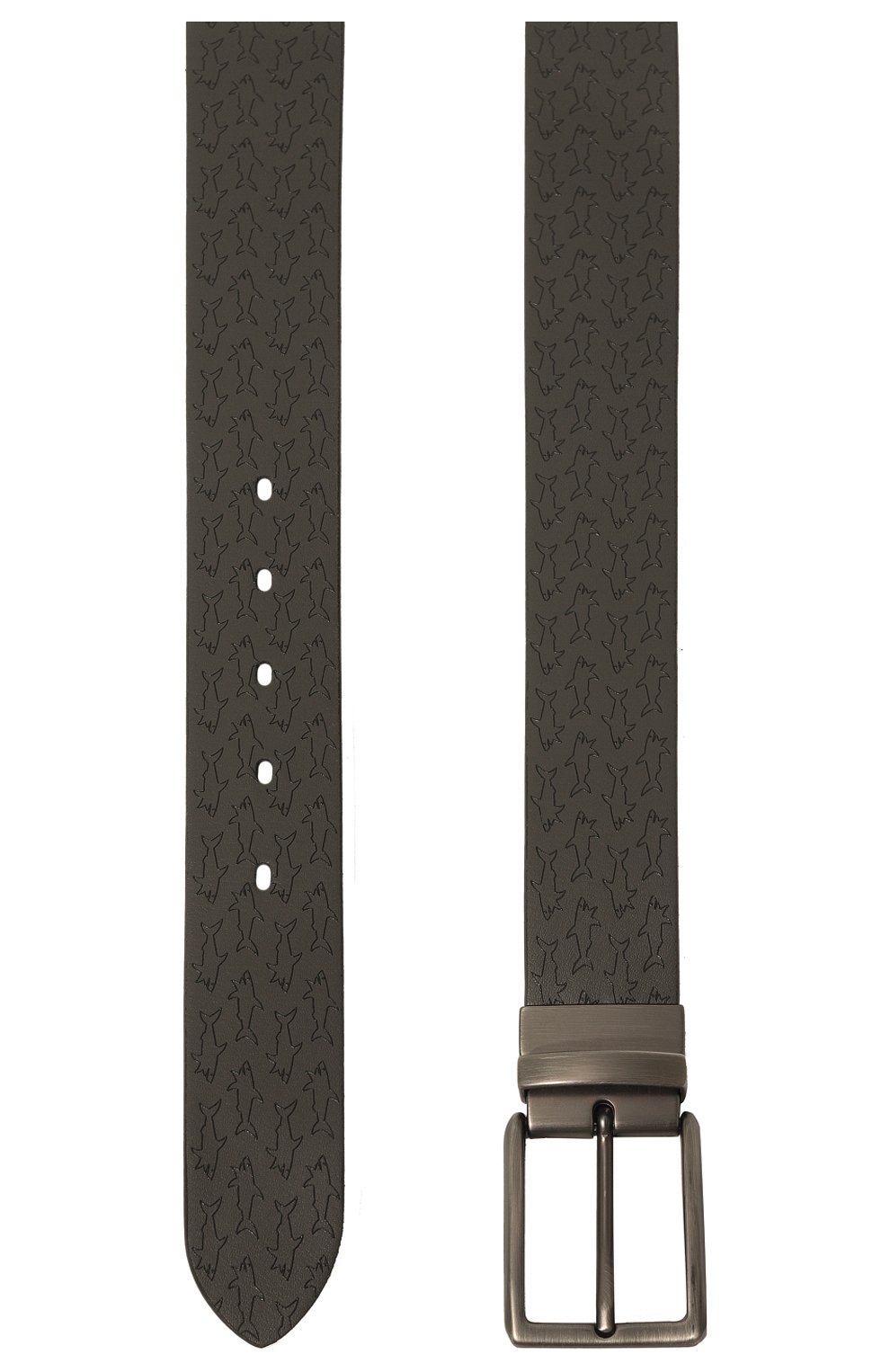 Мужской двусторонний кожаный ремень PAUL&SHARK темно-серого цвета, арт. 12316011 | Фото 4 (Случай: Повседневный; Материал: Натуральная кожа)