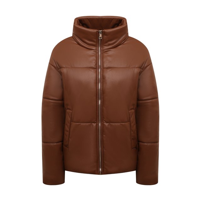 Утепленная куртка из экокожи Liu Jo коричневого цвета