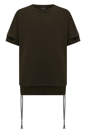Мужская хлопковая футболка ANDREA YA'AQOV хаки цвета, арт. 22M0PF24 | Фото 1 (Принт: Без принта; Рукава: Короткие; Длина (для топов): Стандартные; Стили: Милитари; Материал внешний: Хлопок)