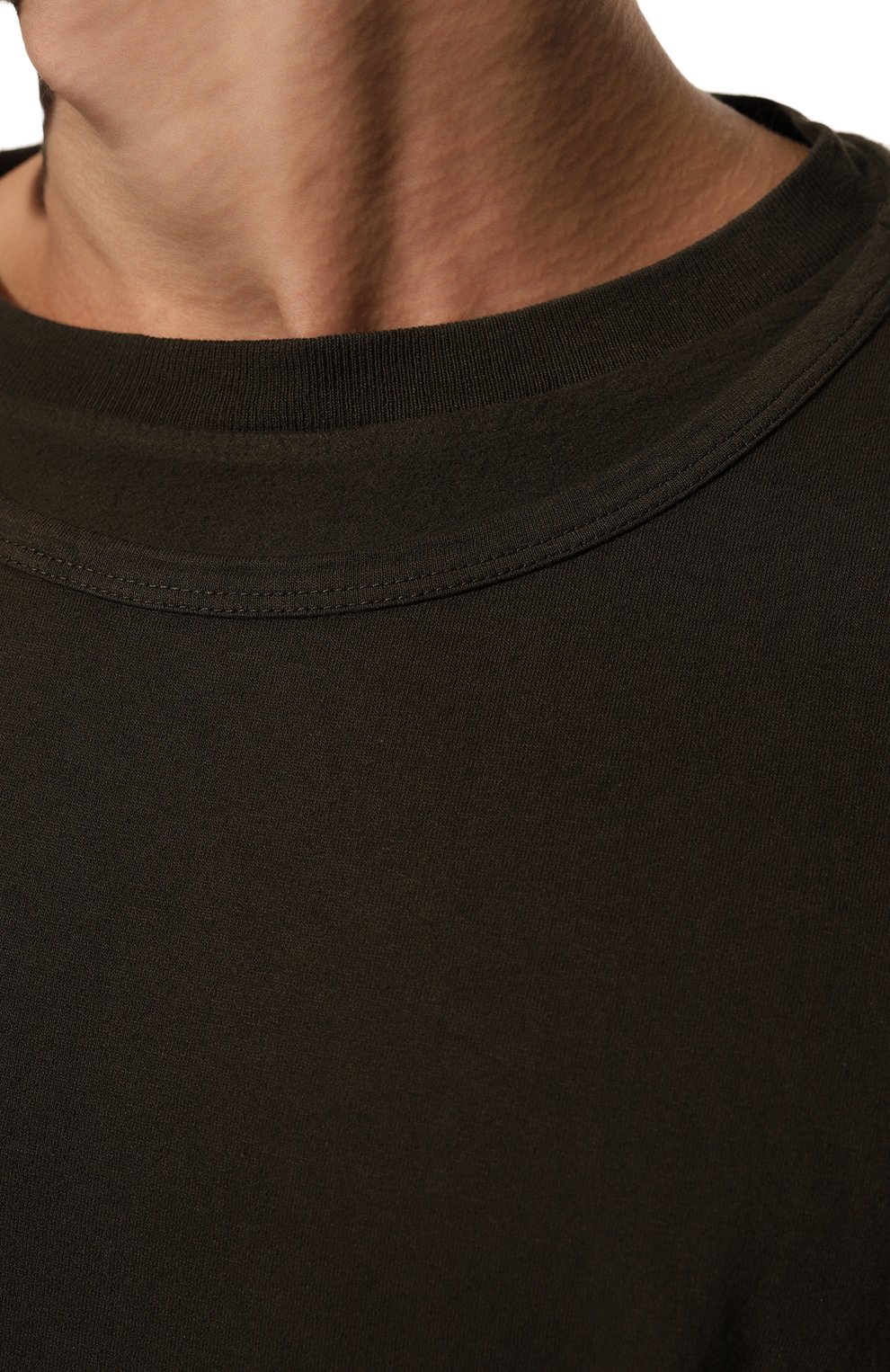 Мужская хлопковая футболка ANDREA YA'AQOV хаки цвета, арт. 22M0PF24 | Фото 5 (Принт: Без принта; Рукава: Короткие; Длина (для топов): Стандартные; Стили: Милитари; Материал внешний: Хлопок)