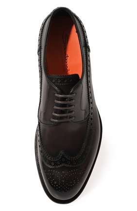 Мужские кожаные дерби SANTONI темно-коричневого цвета, арт. MCCG18046MD3HFHCG27 | Фото 6 (Материал внешний: Кожа; Мужское Кросс-КТ: Броги-обувь; Материал внутренний: Натуральная кожа; Стили: Классический)