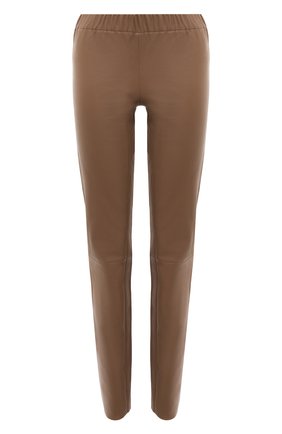 Женские кожаные леггинсы MAX&MOI светло-коричневого цвета, арт. PERLEGGING | Фото 1 (Женское Кросс-КТ: Леггинсы-одежда; Длина (брюки, джинсы): Стандартные; Стили: Гранж; Материал внешний: Натуральная кожа)