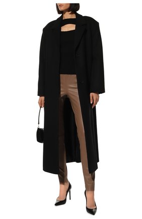 Женские кожаные леггинсы MAX&MOI светло-коричневого цвета, арт. PERLEGGING | Фото 2 (Женское Кросс-КТ: Леггинсы-одежда; Длина (брюки, джинсы): Стандартные; Стили: Гранж; Материал внешний: Натуральная кожа)