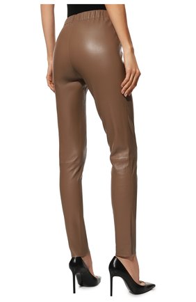 Женские кожаные леггинсы MAX&MOI светло-коричневого цвета, арт. PERLEGGING | Фото 4 (Женское Кросс-КТ: Леггинсы-одежда; Длина (брюки, джинсы): Стандартные; Стили: Гранж; Материал внешний: Натуральная кожа)