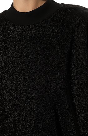 Женский пуловер DRIES VAN NOTEN черного цвета, арт. 222-011113-5182 | Фото 5 (Рукава: Короткие; Материал внешний: Синтетический материал, Металлизированное волокно; Длина (для топов): Стандартные; Женское Кросс-КТ: Пуловер-одежда; Материал подклада: Хлопок; Стили: Кэжуэл)