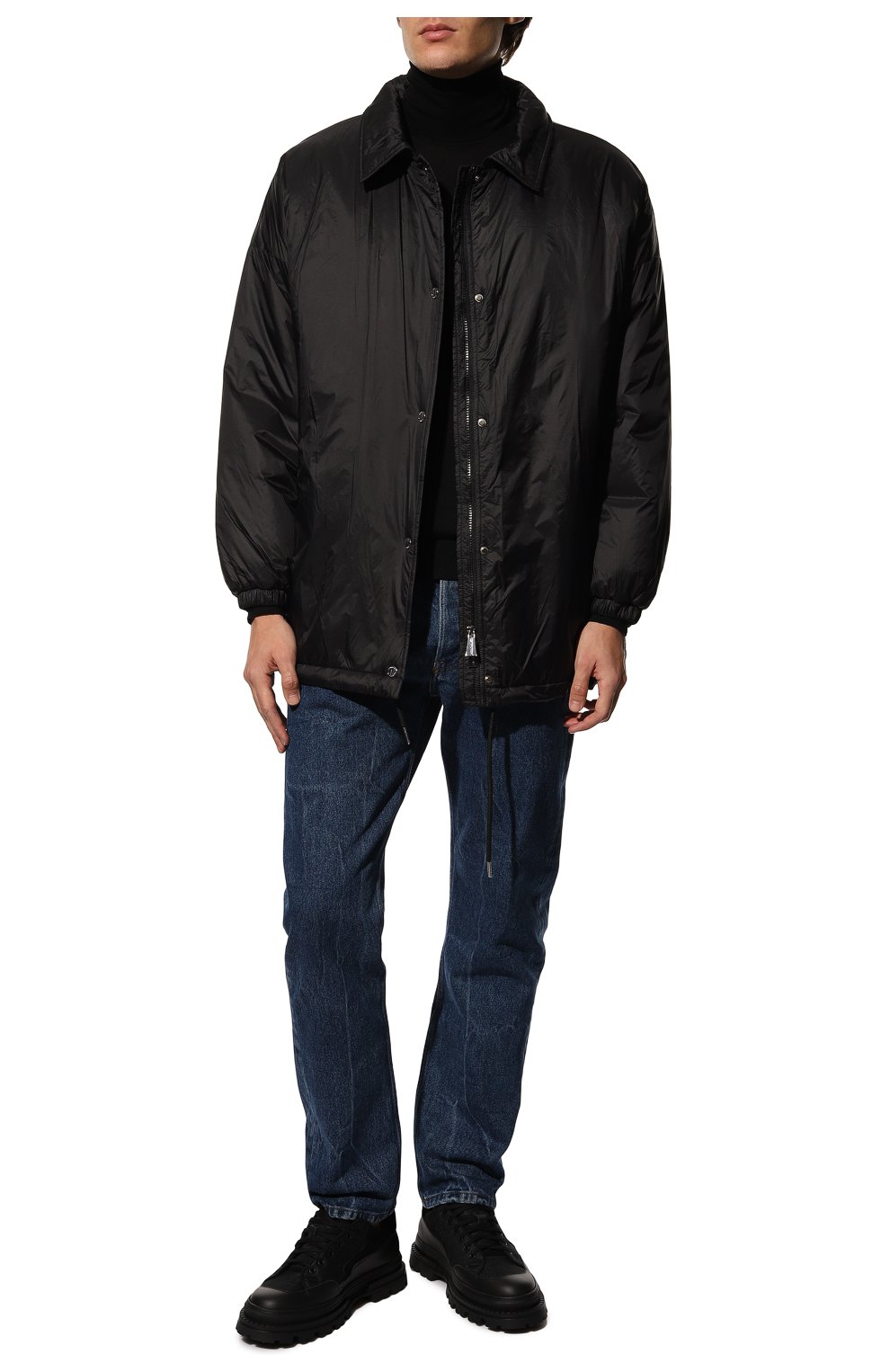 Мужская утепленная куртка HINNOMINATE черного цвета, арт. HUW2/HNM105 | Фото 2 (Кросс-КТ: Куртка; Рукава: Длинные; Принт: Без принта; Длина (верхняя одежда): До середины бедра; Материал внешний: Синтетический материал; Мужское Кросс-КТ: утепленные куртки; Стили: Спорт-шик; Материал подклада: Синтетический материал)