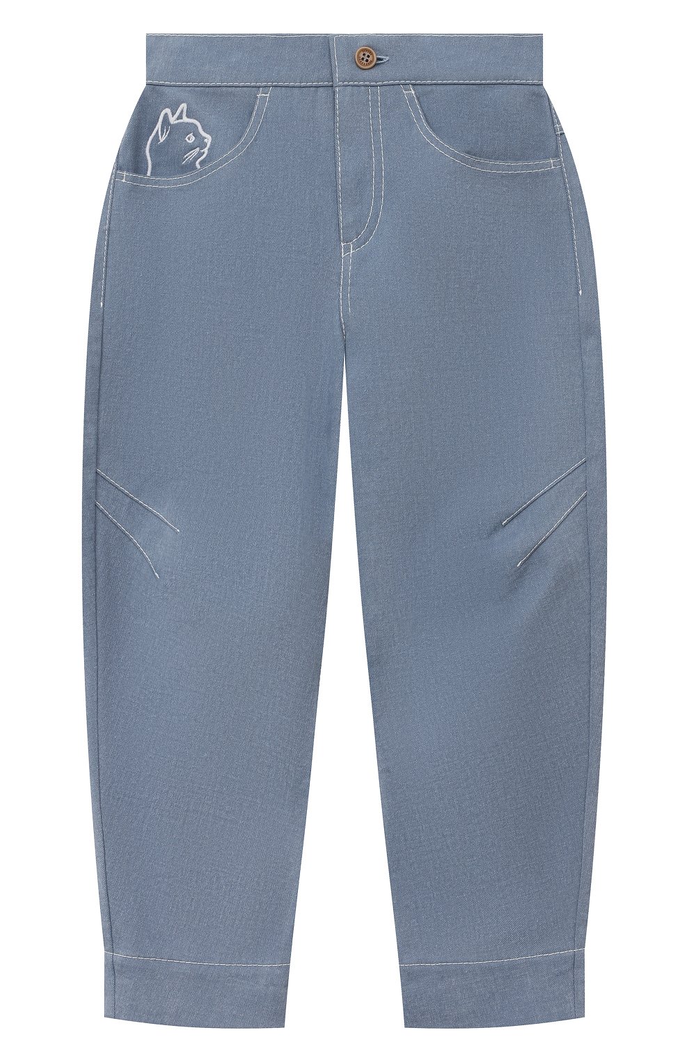 Детские хлопковые брюки ULYANA SERGEENKO голубого цвета, арт. PNT002KD21P (0793б21) | Фото 1 (Случай: Повседневный; Материал внешний: Хлопок; Материал подклада: Хлопок)