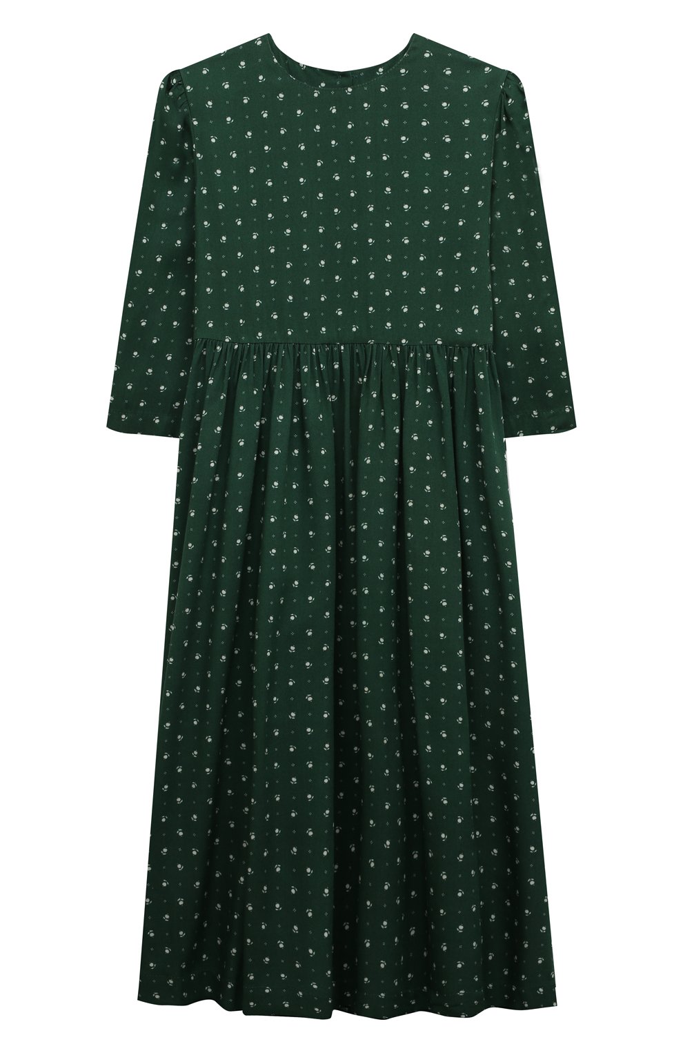 Детское платье из вискозы ULYANA SERGEENKO темно-зеленого цвета, арт. ABM001KD21P (0030б21) | Фото 1 (Рукава: Короткие; Материал внешний: Вискоза)