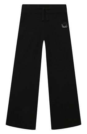 Детские хлопковые брюки MM6 черного цвета, арт. M60214-MM072 | Фото 1 (Материал внешний: Хлопок)