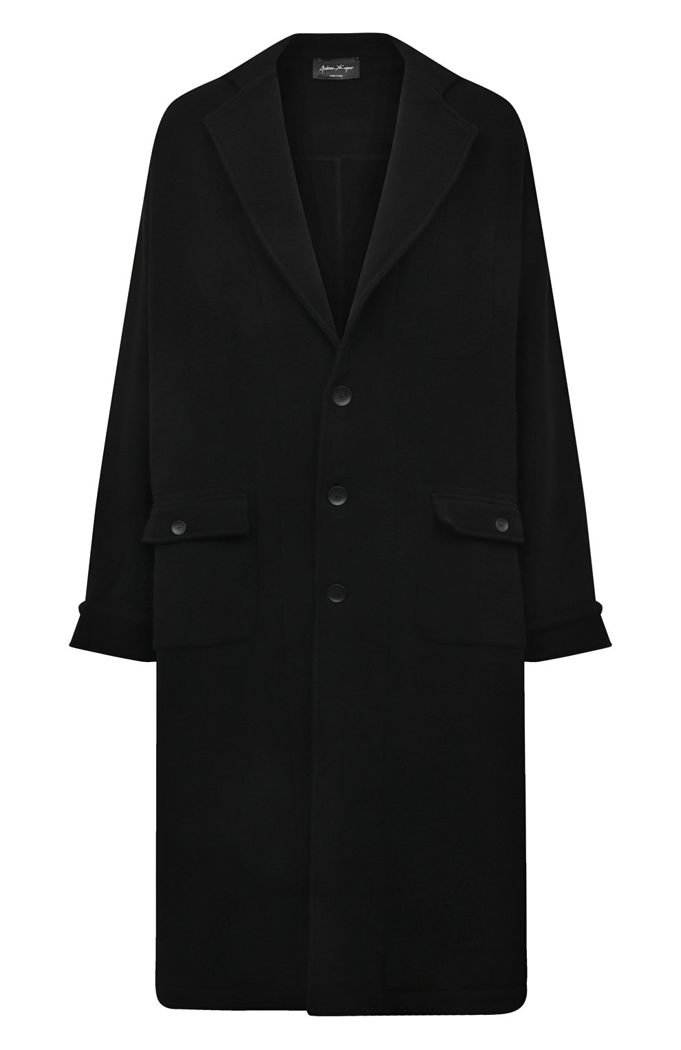 Мужской пальто из шерсти и кашемира ANDREA YA'AQOV черного цвета, арт. 22MFAB06 | Фото 1 (Материал внешний: Шерсть; Рукава: Длинные; Длина (верхняя одежда): Длинные; Мужское Кросс-КТ: пальто-верхняя одежда; Стили: Кэжуэл)