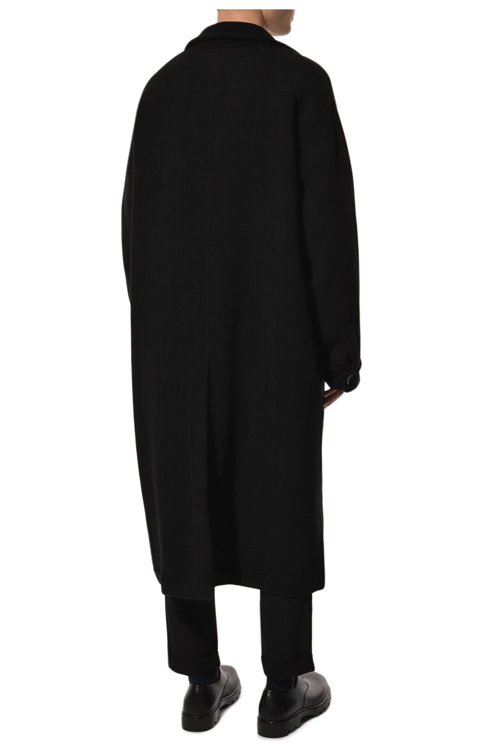 Мужской пальто из шерсти и кашемира ANDREA YA'AQOV черного цвета, арт. 22MFAB06 | Фото 4 (Материал внешний: Шерсть; Рукава: Длинные; Длина (верхняя одежда): Длинные; Мужское Кросс-КТ: пальто-верхняя одежда; Стили: Кэжуэл)