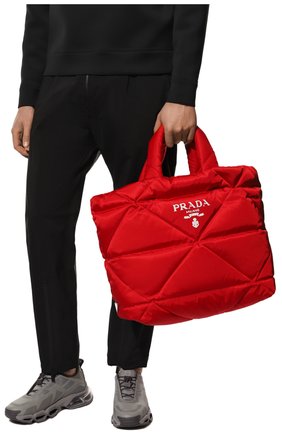 Мужского текстильная сумка-тоут PRADA красного цвета, арт. 2VG082-2DXR-F0011-OOO | Фото 2