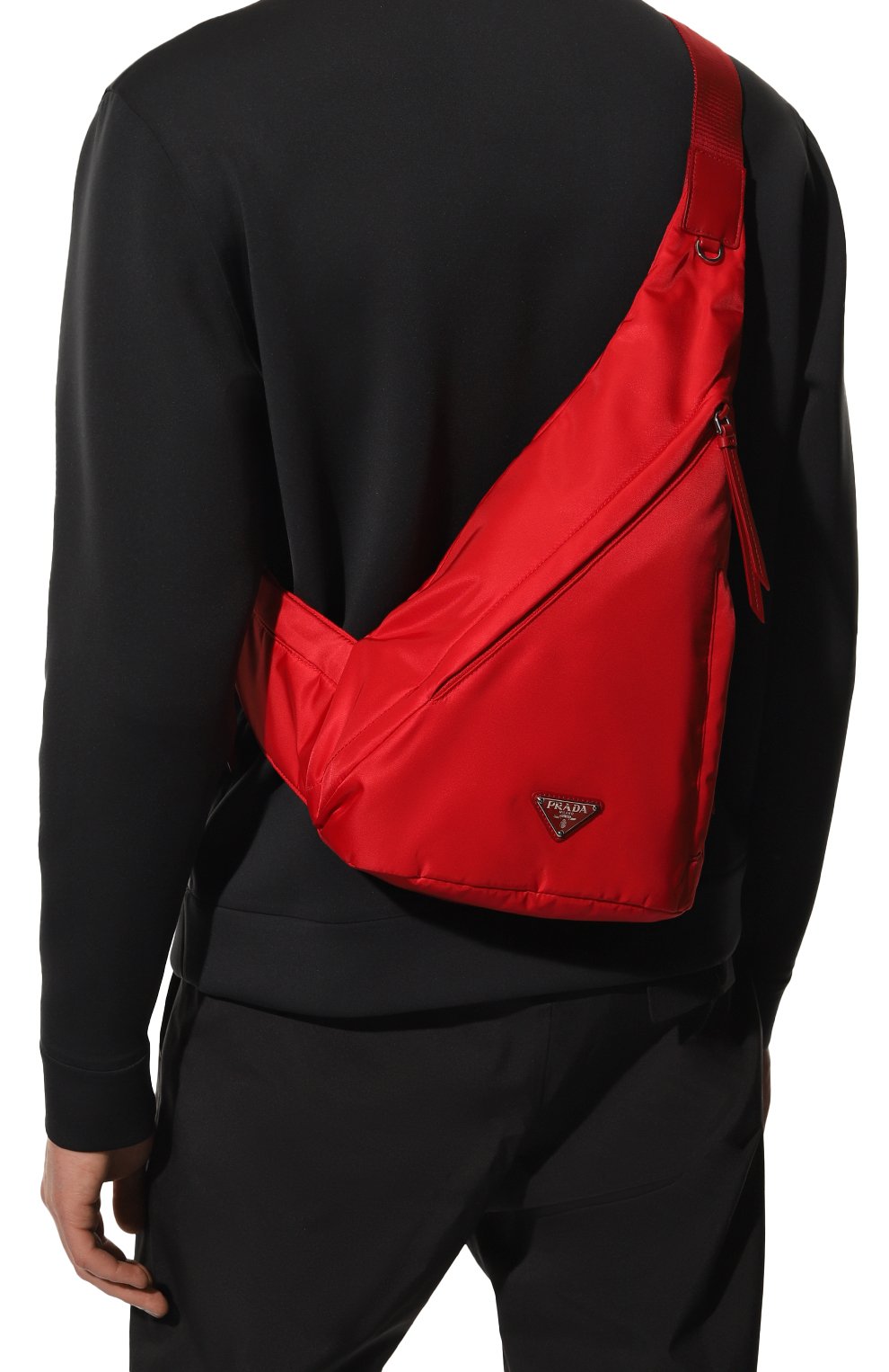 Мужской текстильный рюкзак PRADA красного цвета, арт. 2VZ092-2DW3-F0011-OOO | Фото 2 (Ремень/цепочка: На плечо; Материал: Текстиль; Стили: Кэжуэл; Размер: large)