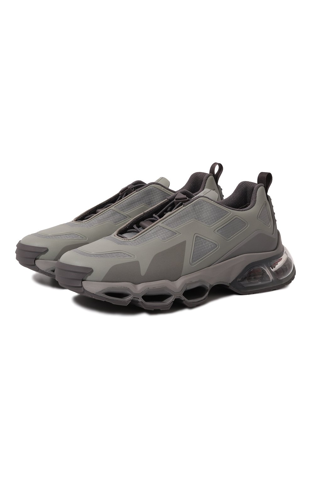 Мужские кроссовки PRADA серого цвета, арт. 4E3570-51AC-F01CA | Фото 1 (Материал внешний: Текстиль; Стили: Гранж; Материал утеплителя: Без утеплителя; Подошва: Массивная)