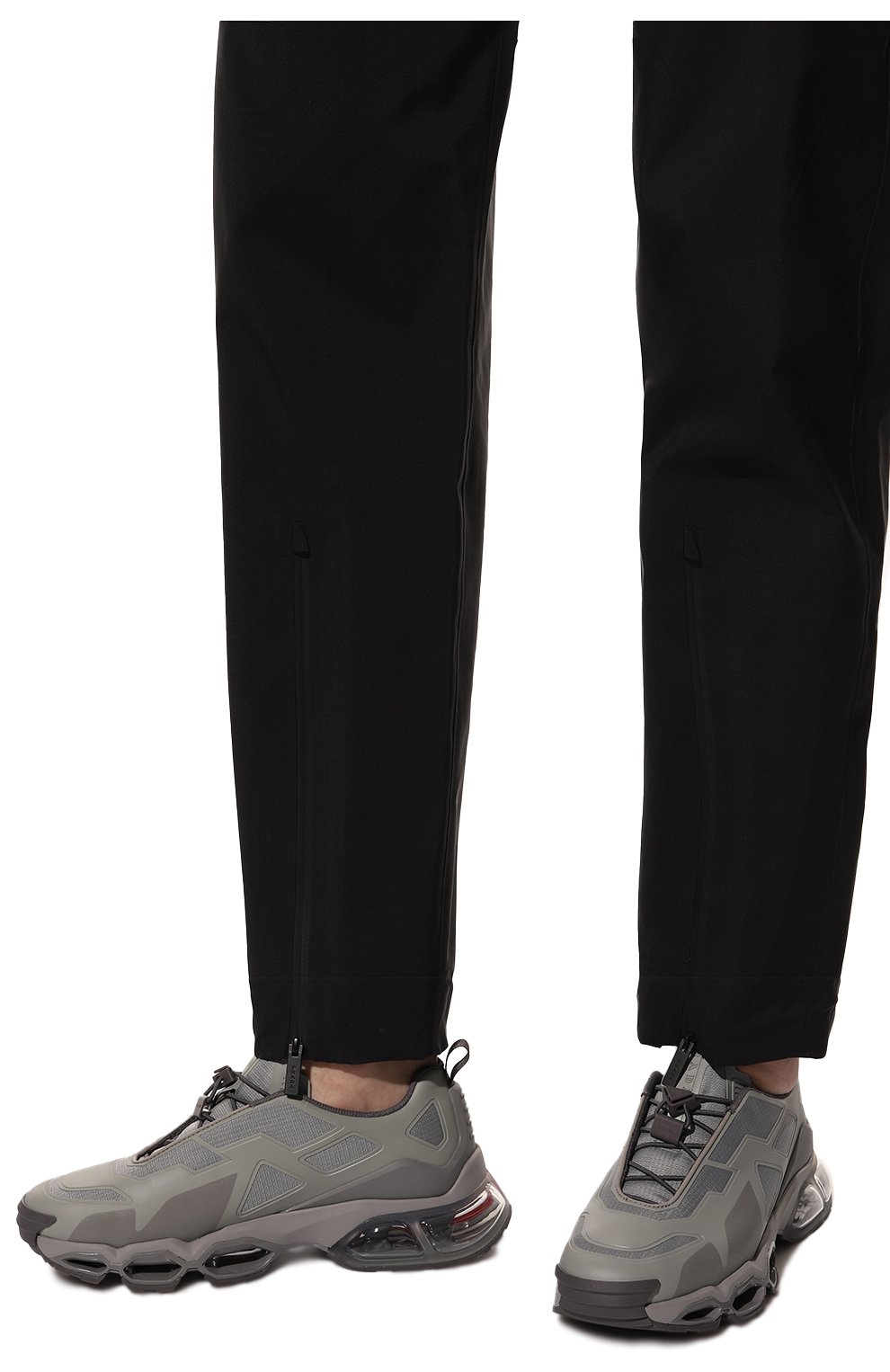 Мужские кроссовки PRADA серого цвета, арт. 4E3570-51AC-F01CA | Фото 3 (Материал внешний: Текстиль; Стили: Гранж; Материал утеплителя: Без утеплителя; Подошва: Массивная)