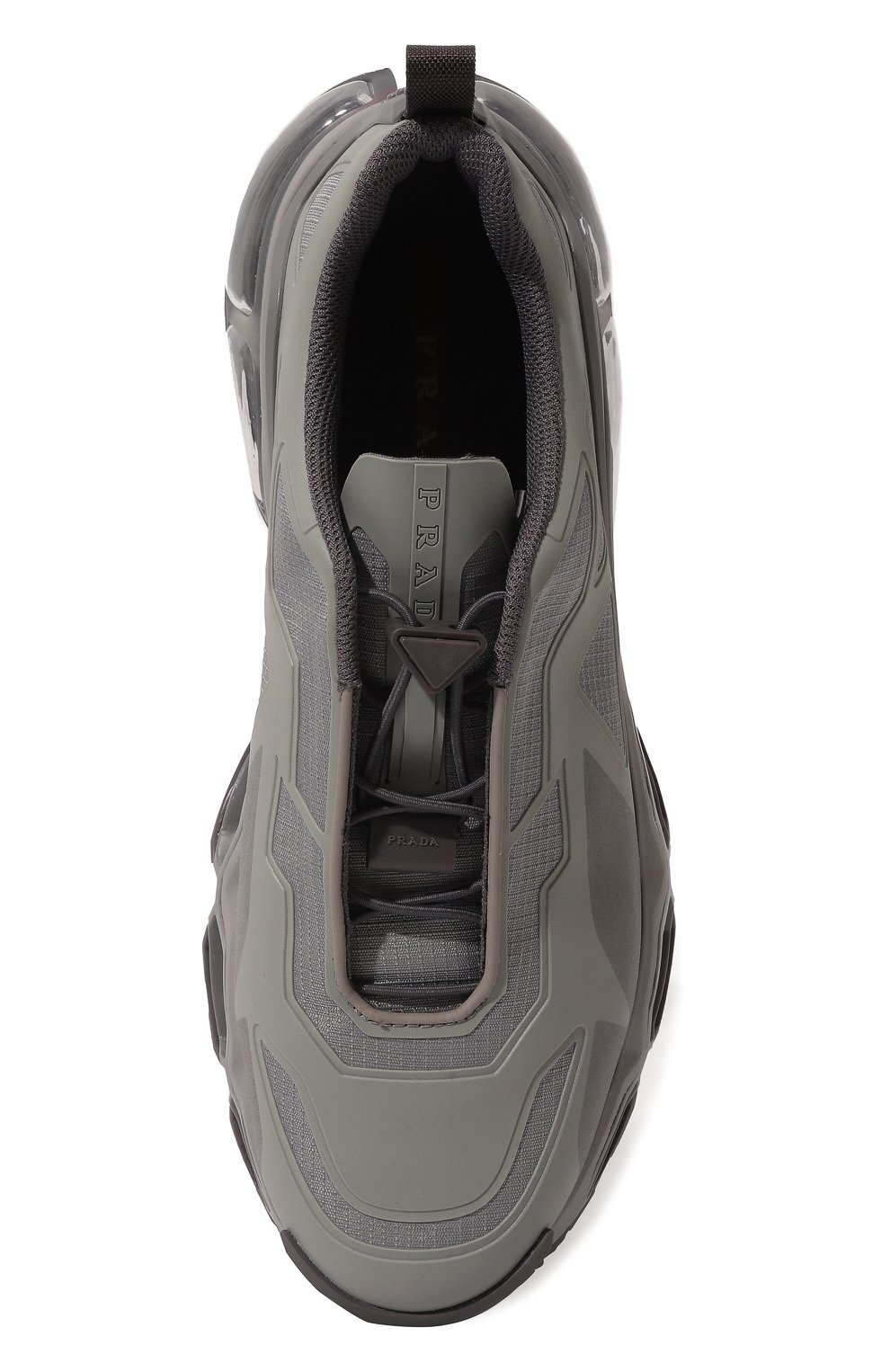 Мужские кроссовки PRADA серого цвета, арт. 4E3570-51AC-F01CA | Фото 6 (Материал внешний: Текстиль; Стили: Гранж; Материал утеплителя: Без утеплителя; Подошва: Массивная)
