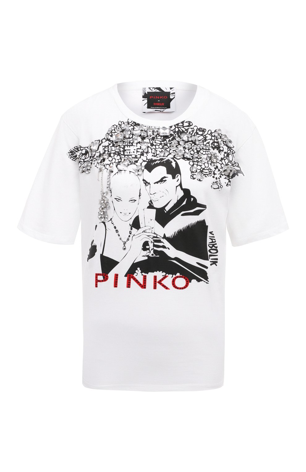 Женская белая хлопковая футболка PINKO купить в интернет-магазине ЦУМ ...