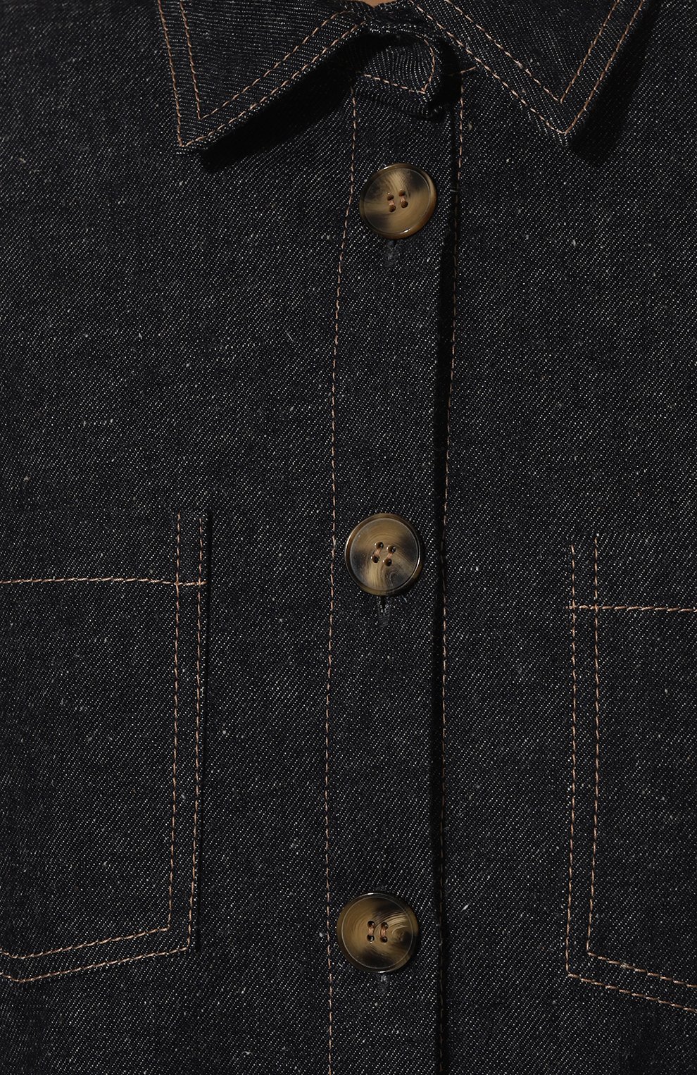 Женская джинсовая рубашка VIKA 2.0 темно-синего цвета, арт. W23-1298--2025-499 | Фото 5 (Рукава: Длинные; Кросс-КТ: Деним; Принт: Без принта; Женское Кросс-КТ: Рубашка-одежда; Длина (для топов): Стандартные; Стили: Гранж; Материал внешний: Хлопок, Деним)