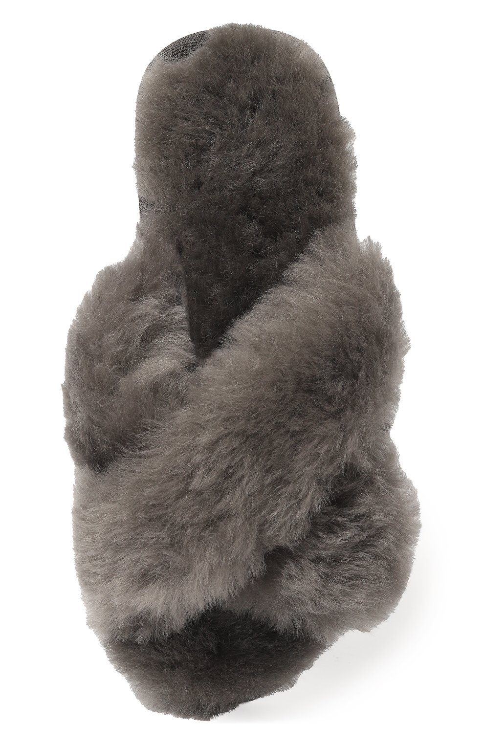 Детского тапочки EMU AUSTRALIA серого цвета, арт. T12176 | Фото 4 (Материал внешний: Натуральный мех; Материал утеплителя: Натуральный мех)