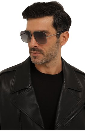 Мужские солнцезащитные очки DSQUARED2 серого цвета, арт. D20050 KJ1 | Фото 2 (Материал: Металл; Кросс-КТ: С/з-мужское; Тип очков: С/з; Оптика Гендер: оптика-мужское; Очки форма: Авиаторы)