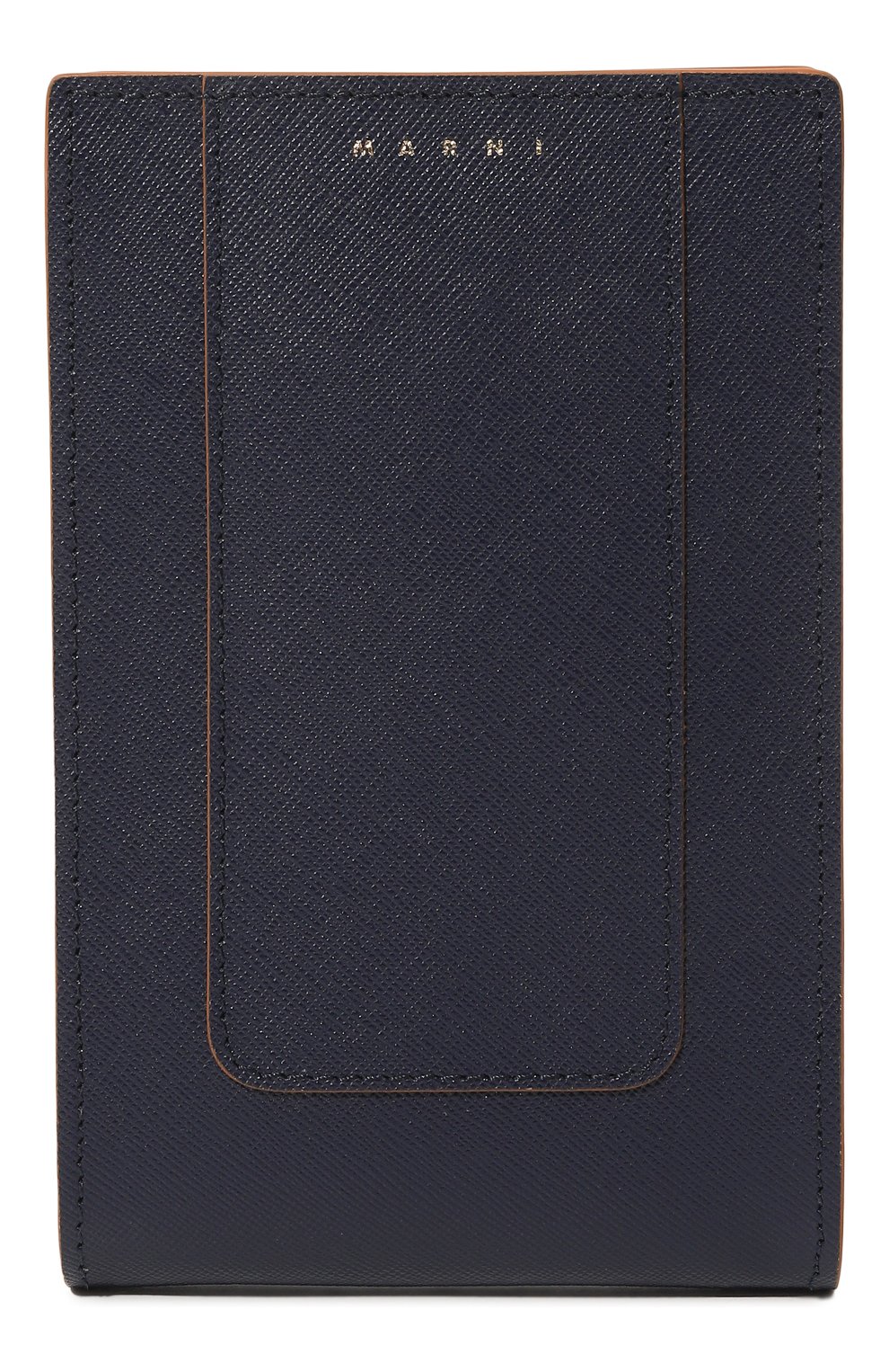 Кожаный чехол для iphone MARNI темно-синего цвета, арт. TEM00023U0/LV520 | Фото 1 (Женское Кросс-КТ: Кожа iPhone; Материал: Натуральная кожа)