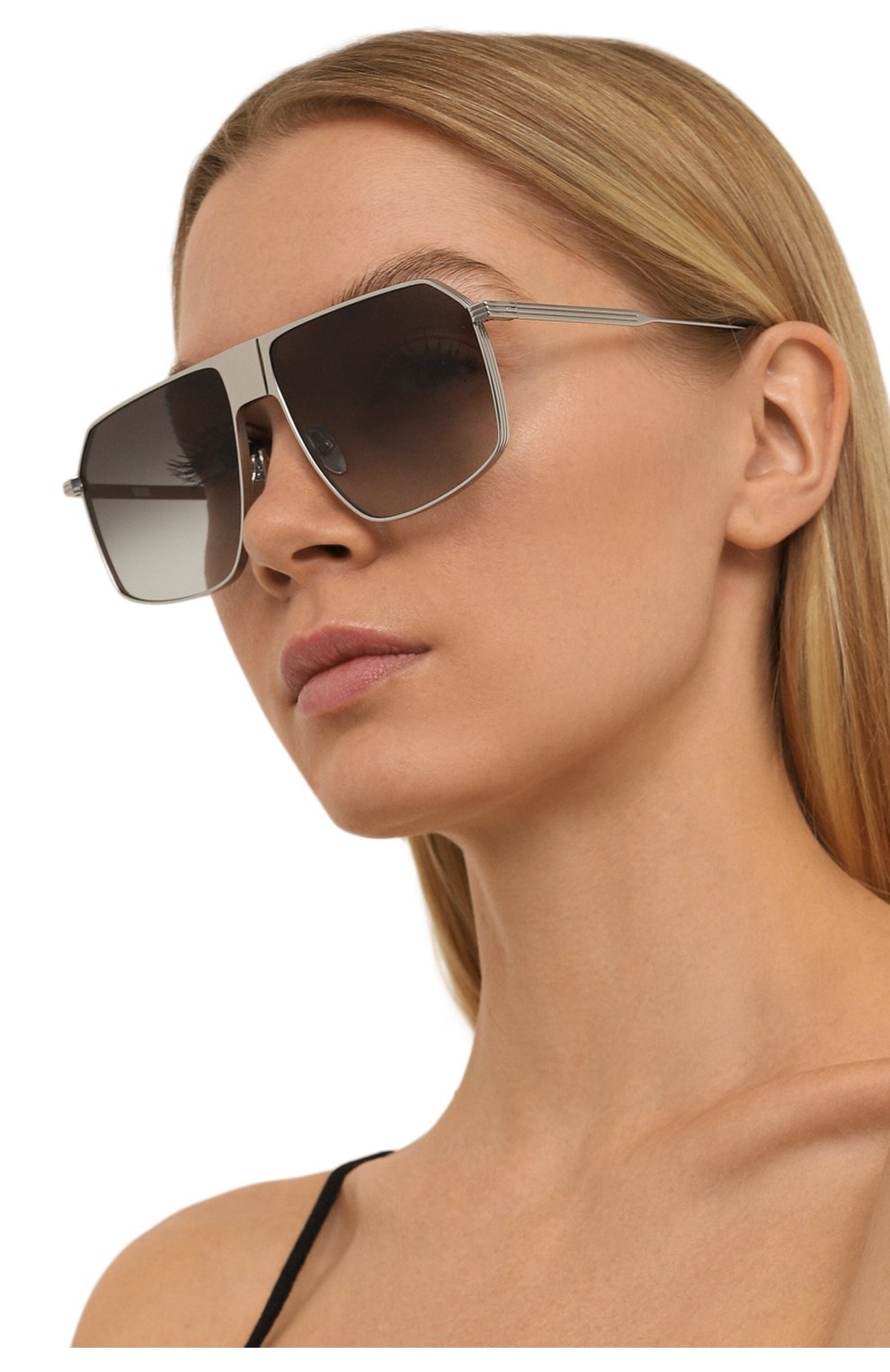 Женские солнцезащитные очки KALEOS серебряного цвета, арт. JEWELL C-005 | Фото 2 (Тип очков: С/з; Материал: Металл; Очки форма: Маска, Авиаторы; Оптика Гендер: оптика-унисекс)