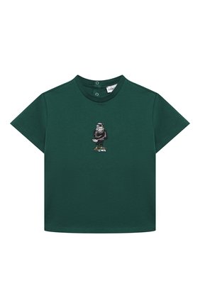 Детский хлопковая футболка EMPORIO ARMANI зеленого цвета, арт. 6LHTP6/1JWZZ | Фото 1 (Ростовка одежда: 12 мес | 80 см, 24 мес | 92 см, 36 мес | 98 см)