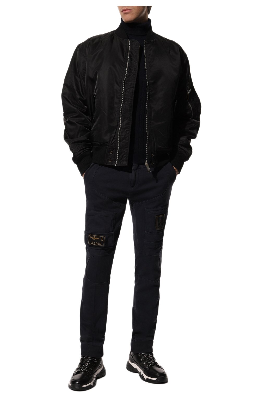 Мужские хлопковые джоггеры AERONAUTICA MILITARE темно-синего цвета, арт. 222PF743J505 | Фото 2 (Длина (брюки, джинсы): Стандартные; Материал внешний: Хлопок; Стили: Спорт-шик; Силуэт М (брюки): Джоггеры)