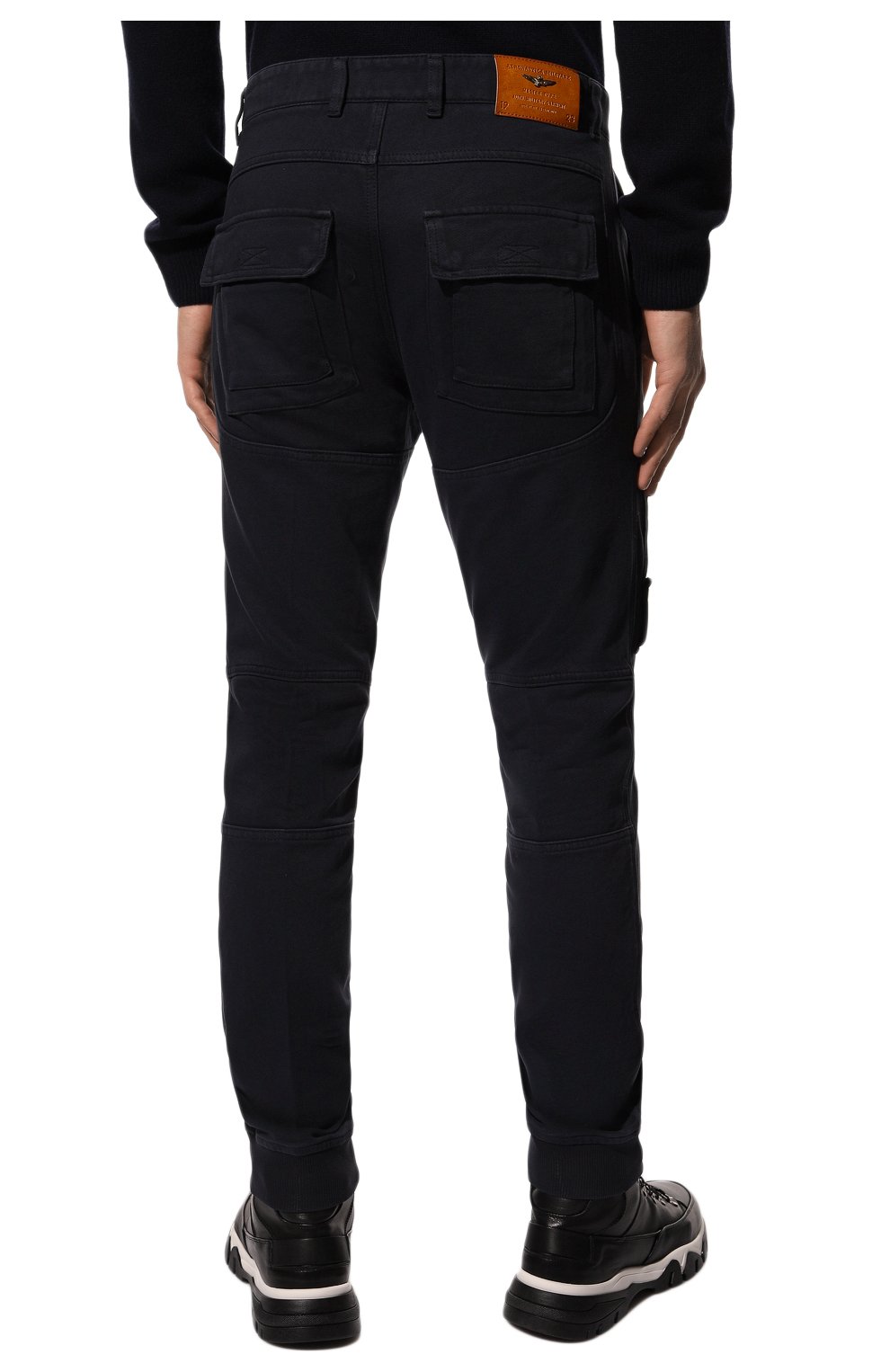 Мужские хлопковые джоггеры AERONAUTICA MILITARE темно-синего цвета, арт. 222PF743J505 | Фото 4 (Длина (брюки, джинсы): Стандартные; Материал внешний: Хлопок; Стили: Спорт-шик; Силуэт М (брюки): Джоггеры)