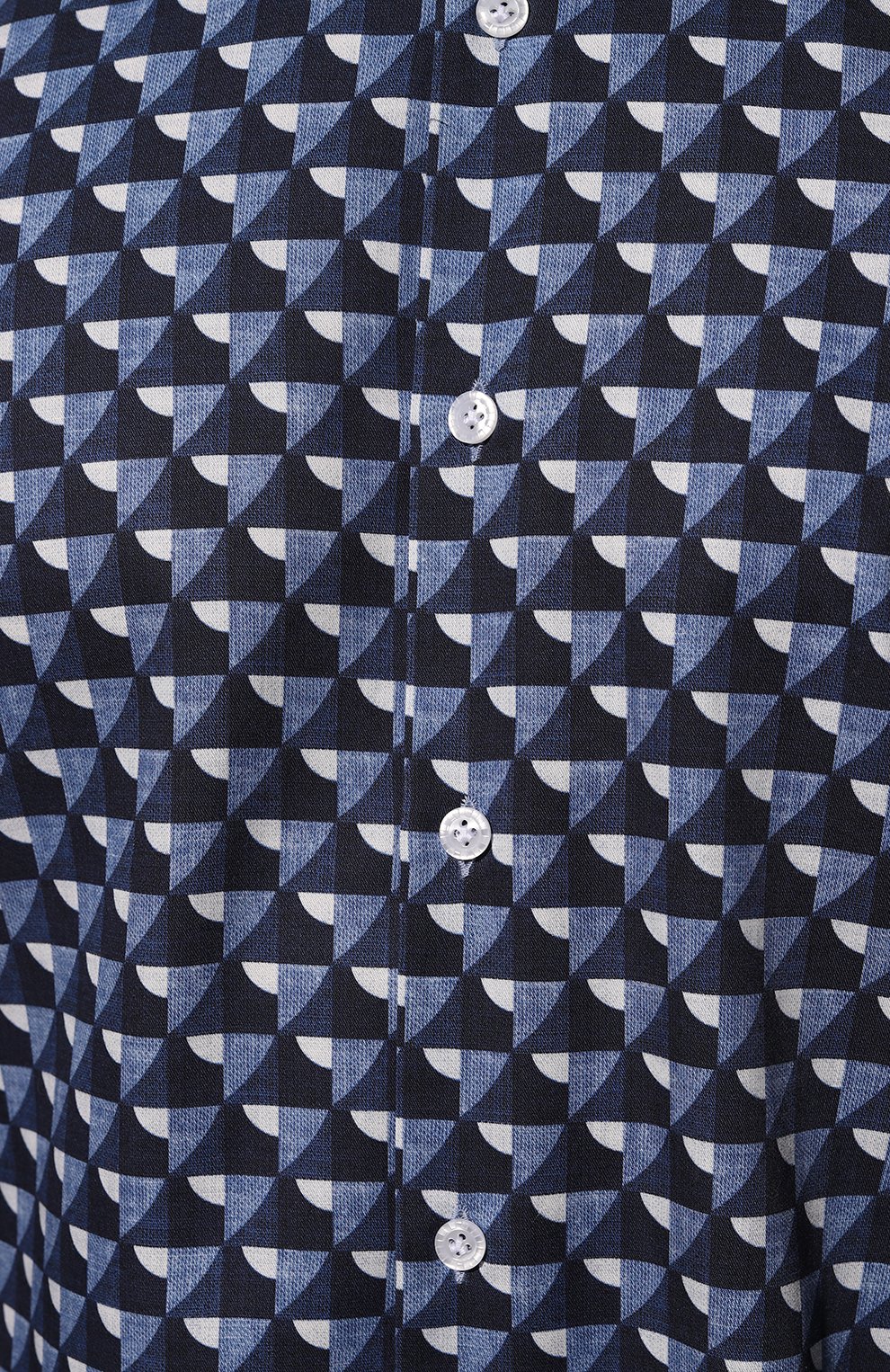 Мужская хлопковая рубашка SONRISA синего цвета, арт. IFI0R9/P9082 | Фото 5 (Манжеты: На пуговицах; Рукава: Длинные; Рубашки М: Regular Fit; Воротник: Акула; Случай: Повседневный; Длина (для топов): Стандартные; Принт: С принтом; Материал внешний: Хлопок; Стили: Кэжуэл)