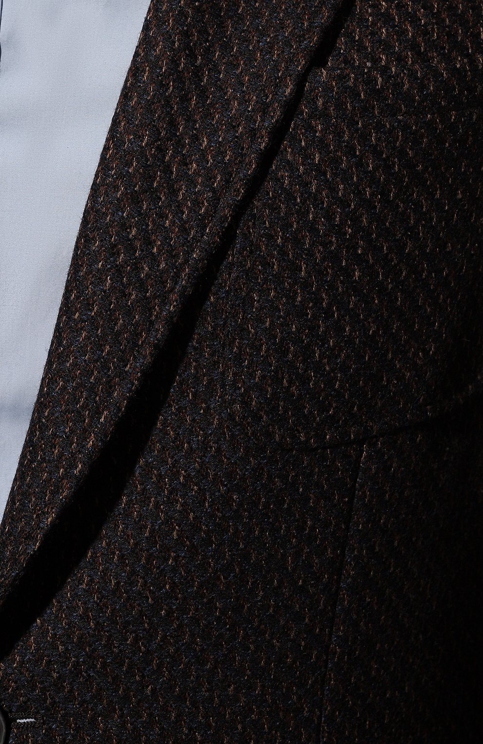 Мужской шерстяной пиджак CANALI темно-коричневого цвета, арт. 30274/CU02738 | Фото 5 (Материал внешний: Шерсть; Рукава: Длинные; Длина (для топов): Стандартные; 1-2-бортные: Однобортные; Пиджаки М: Приталенный; Стили: Кэжуэл)