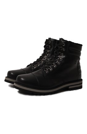 Мужские кожаные ботинки BOGNER черного цвета, арт. 12244363/C0URCHEVAL 14 A | Фото 1 (Материал утеплителя: Натуральный мех; Материал внешний: Кожа)