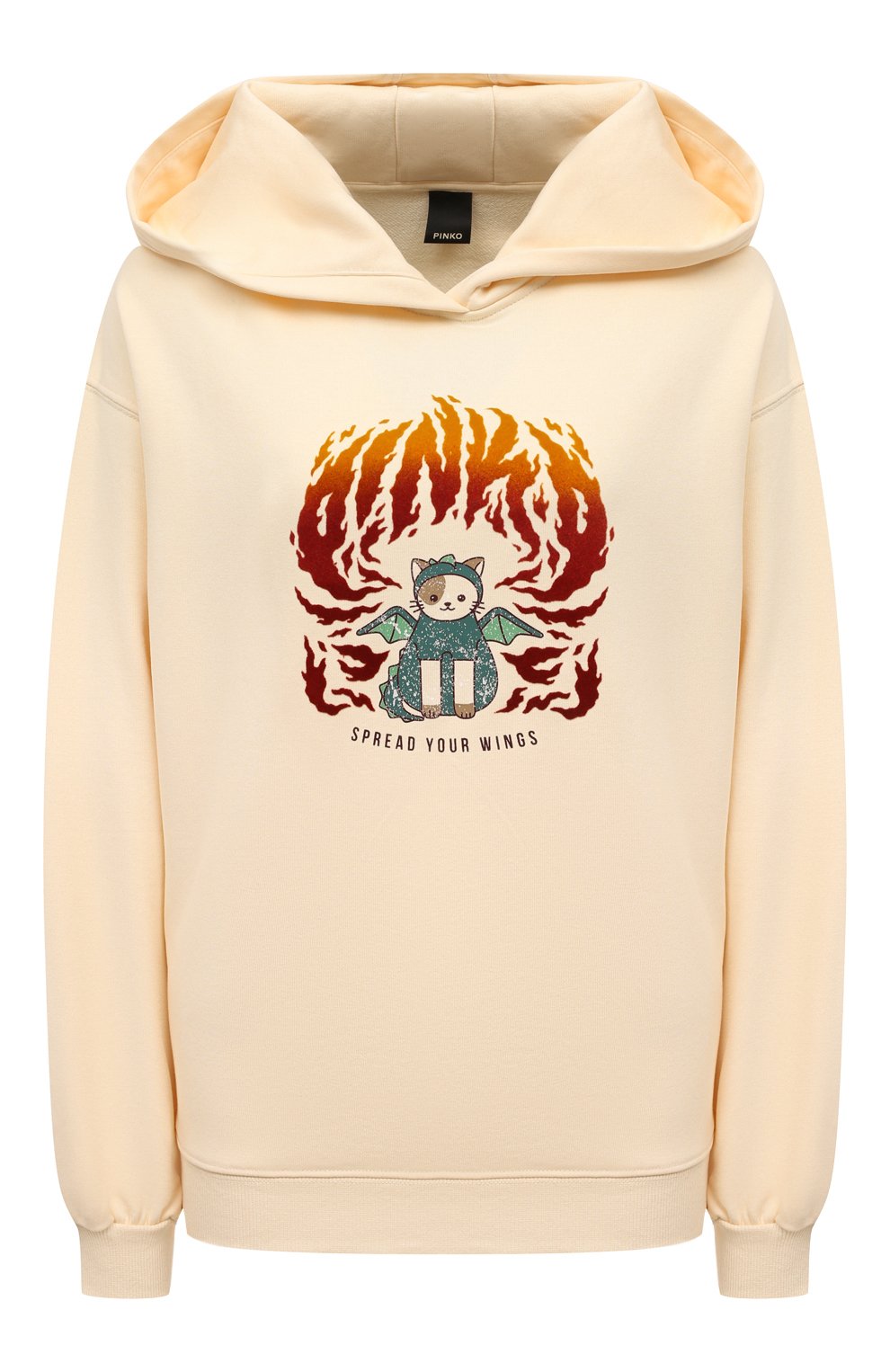 Женский бежевый хлопковое худи PINKO купить в интернет-магазине ЦУМ ...