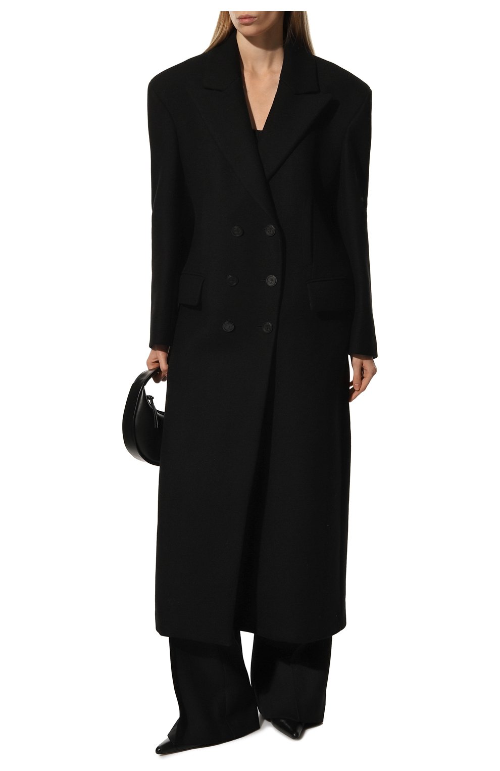 Женское шерстяное пальто JACOB LEE черного цвета, арт. WWC06721B | Фото 2 (Материал внешний: Шерсть; Рукава: Длинные; Стили: Классический; Длина (верхняя одежда): Длинные; 1-2-бортные: Однобортные)