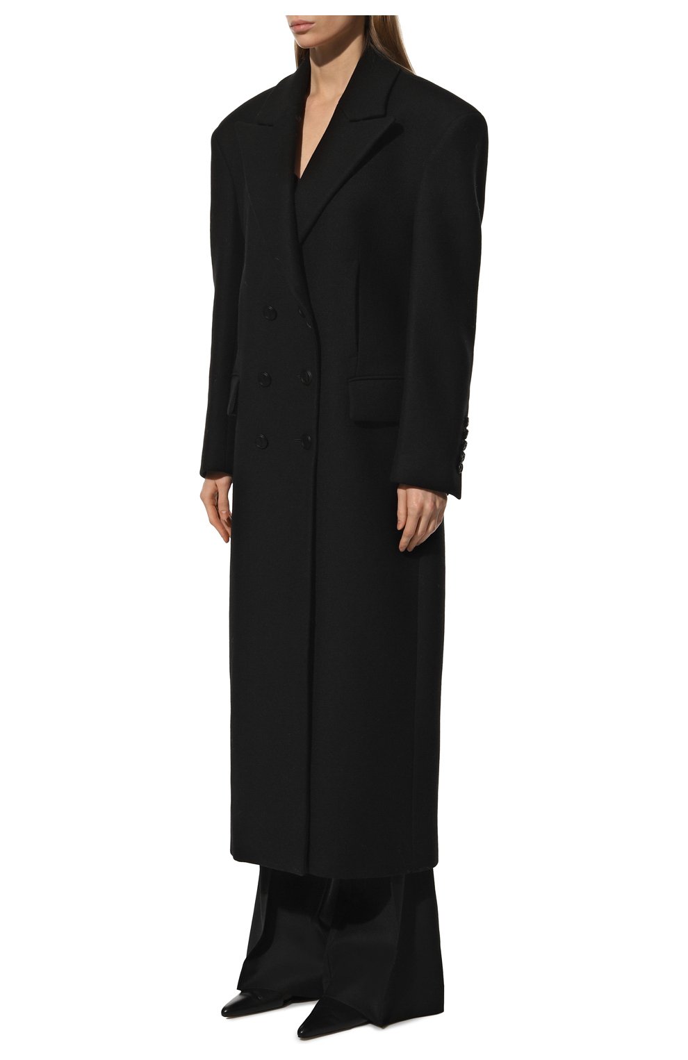 Женское шерстяное пальто JACOB LEE черного цвета, арт. WWC06721B | Фото 3 (Материал внешний: Шерсть; Рукава: Длинные; Стили: Классический; Длина (верхняя одежда): Длинные; 1-2-бортные: Однобортные)