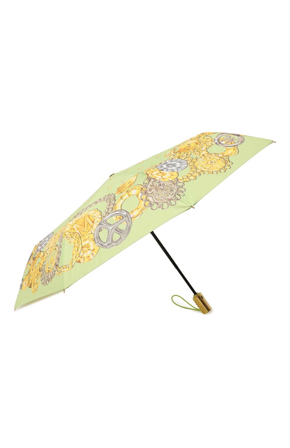 Женский складной зонт MOSCHINO светло-зеленого цвета, арт. 8843-0PENCL0SE | Фото 2 (Материал: Текстиль, Синтетический материал, Металл)