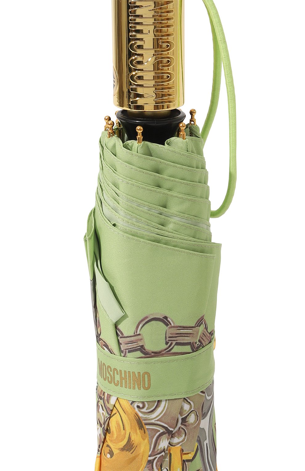 Женский складной зонт MOSCHINO светло-зеленого цвета, арт. 8843-0PENCL0SE | Фото 5 (Материал: Текстиль, Синтетический материал, Металл)