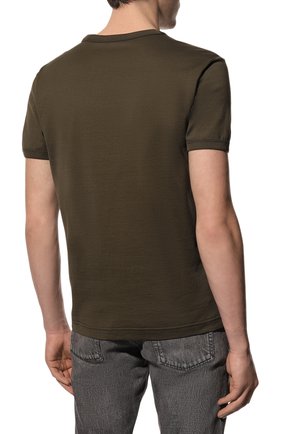 Мужская хлопковая футболка DOLCE & GABBANA хаки цвета, арт. G8PL1T/G7H9U | Фото 4 (Принт: Без принта; Рукава: Короткие; Длина (для топов): Стандартные; Стили: Милитари; Материал внешний: Хлопок)