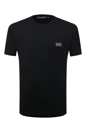 Мужская хлопковая футболка DOLCE & GABBANA темно-синего цвета по цене 48000 руб., арт. G8PT1T/G7F2I | Фото 1 Мужская хлопковая футболка DOLCE & GABBANA темно-синего цвета, арт. G8PT1T/G7F2I | Фото 1 (Материал внешний: Хлопок; Принт: Без принта; Длина (для топов): Стандартные; Стили: Кэжуэл; Рукава: Короткие)