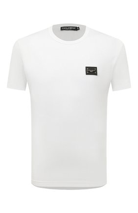 Мужская хлопковая футболка DOLCE & GABBANA белого цвета, арт. G8PT1T/G7F2I | Фото 1 (Длина (для топов): Стандартные; Рукава: Короткие; Материал внешний: Хлопок; Принт: Без принта; Стили: Кэжуэл)