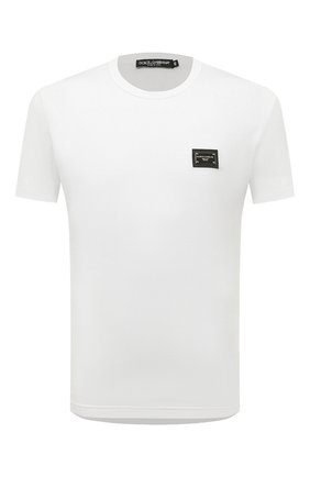 Мужская хлопковая футболка DOLCE & GABBANA белого цвета по цене 48000 руб., арт. G8PT1T/G7F2I | Фото 1 Мужская хлопковая футболка DOLCE & GABBANA белого цвета, арт. G8PT1T/G7F2I | Фото 1 (Длина (для топов): Стандартные; Рукава: Короткие; Материал внешний: Хлопок; Принт: Без принта; Стили: Кэжуэл)