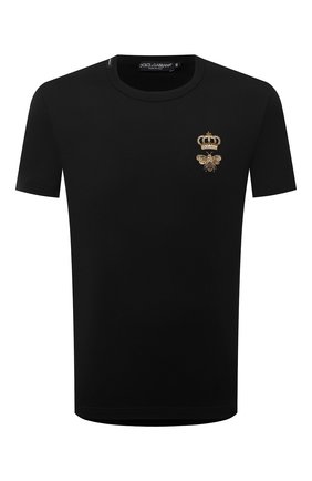Мужская хлопковая футболка DOLCE & GABBANA черного цвета по цене 48000 руб., арт. G8PV1Z/G7WUQ | Фото 1 Мужская хлопковая футболка DOLCE & GABBANA черного цвета, арт. G8PV1Z/G7WUQ | Фото 1 (Принт: Без принта; Материал внешний: Хлопок; Длина (для топов): Стандартные; Стили: Кэжуэл; Рукава: Короткие)