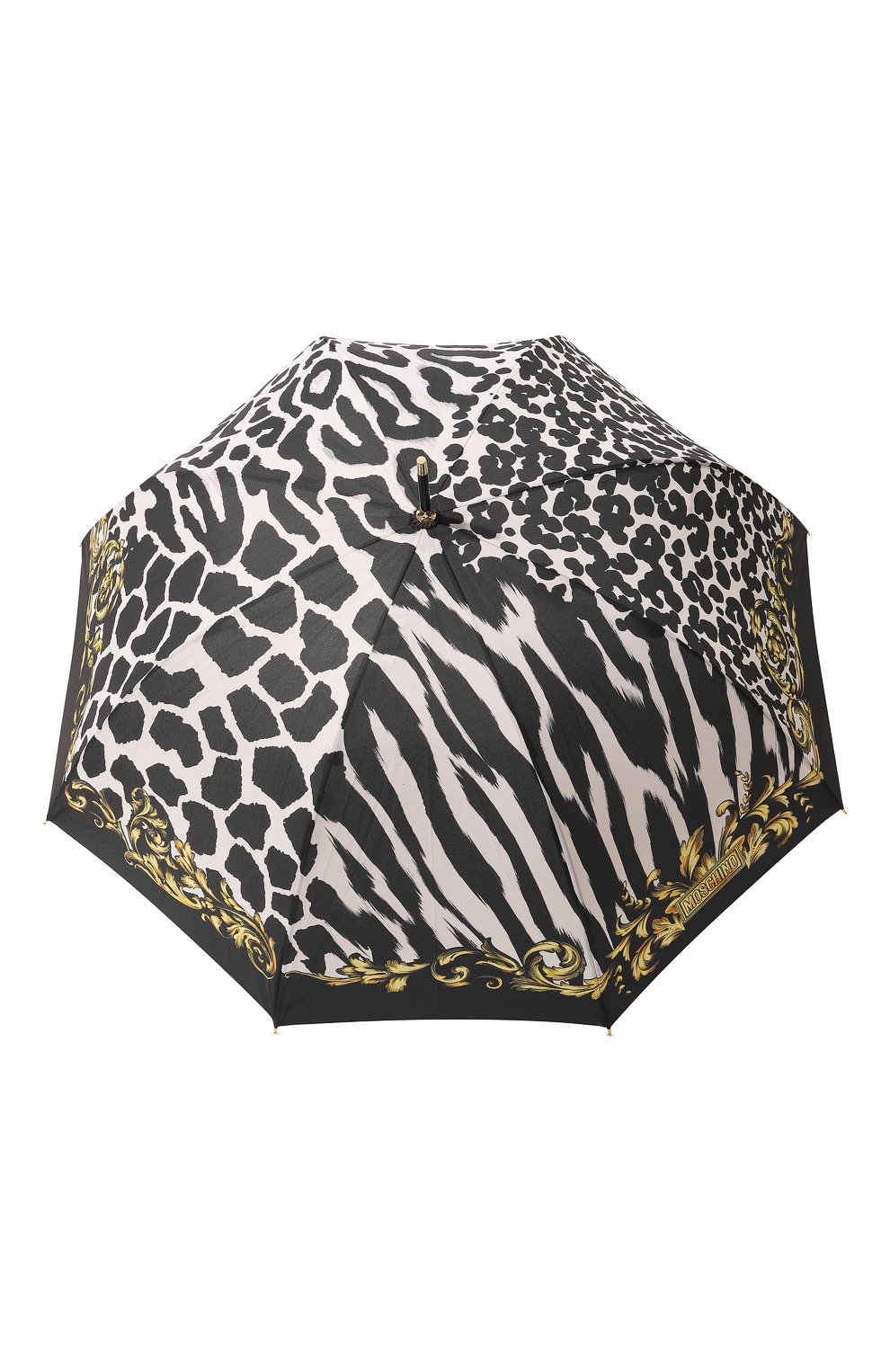 Женский зонт-трость MOSCHINO черно-белого цвета, арт. 8995-63AUT0 | Фото 1 (Материал: Текстиль, Синтетический материал, Металл)