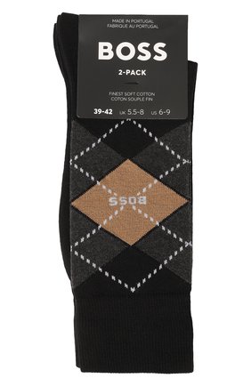 Мужские комплект из двух пар носков BOSS черного цвета, арт. 50478352 | Фото 1 (Материал внешний: Хлопок)