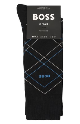 Мужские комплект из двух пар носков BOSS темно-синего цвета, арт. 50483983 | Фото 1 (Кросс-КТ: бельё; Материал внешний: Хлопок)