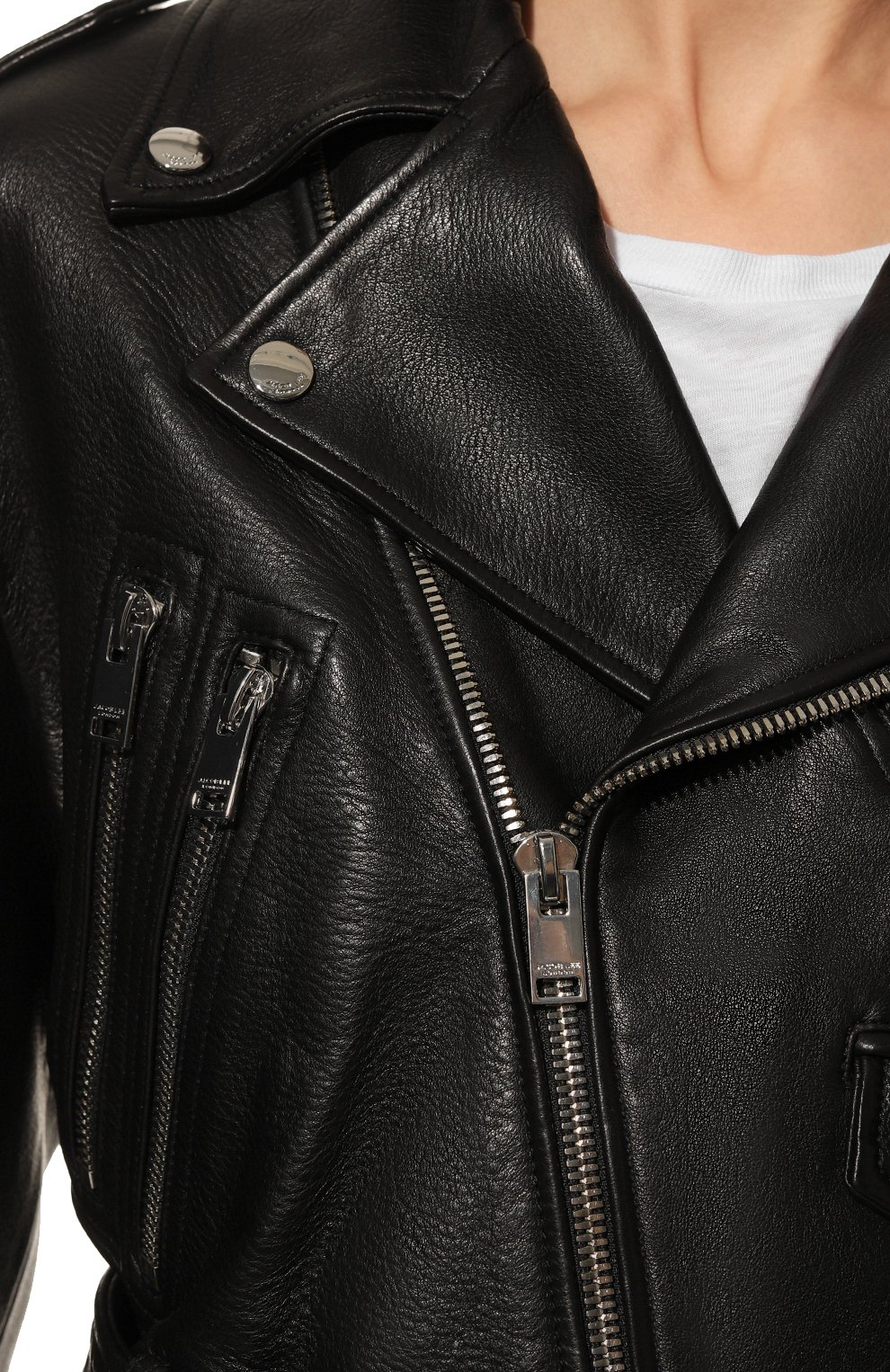 Женская кожаная куртка JACOB LEE черного цвета, арт. WLD4822B | Фото 5 (Кросс-КТ: Куртка; Рукава: Длинные; Стили: Гранж; Материал внешний: Натуральная кожа; Женское Кросс-КТ: Замша и кожа; Длина (верхняя одежда): Короткие)